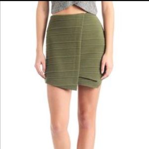 Abbeline Olive Green Asymmetrical Wrap Skirt